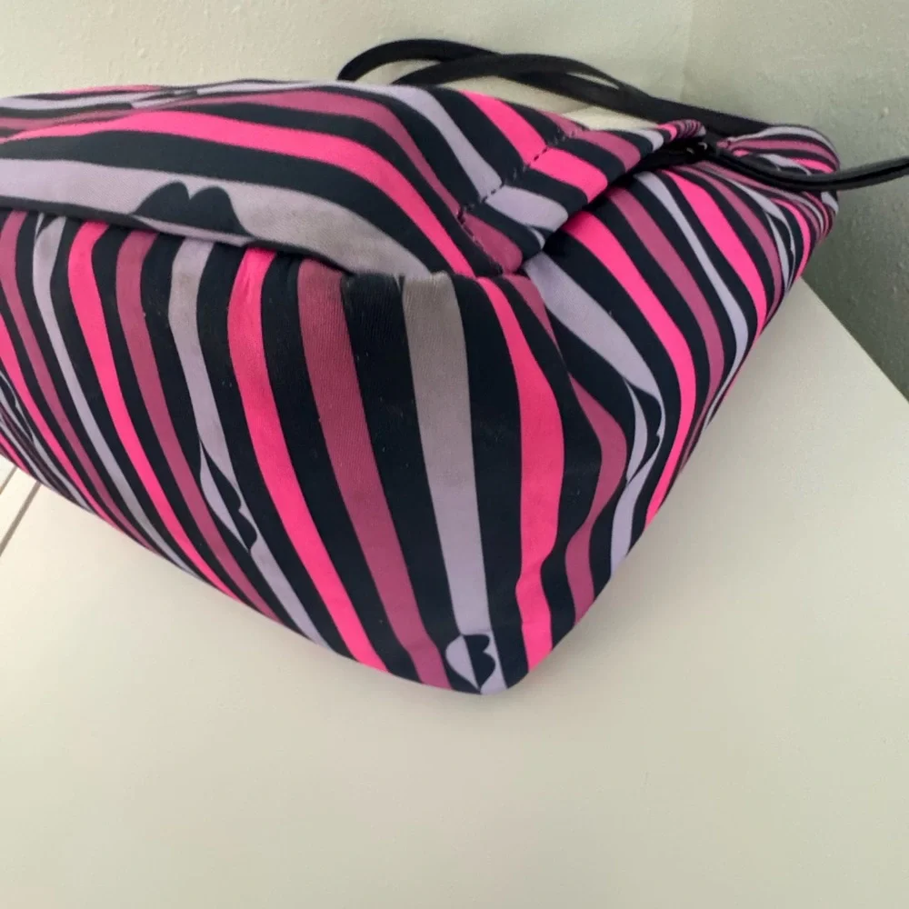 Kate Spade Jae Nylon Striped with Lip Print Tote Bag